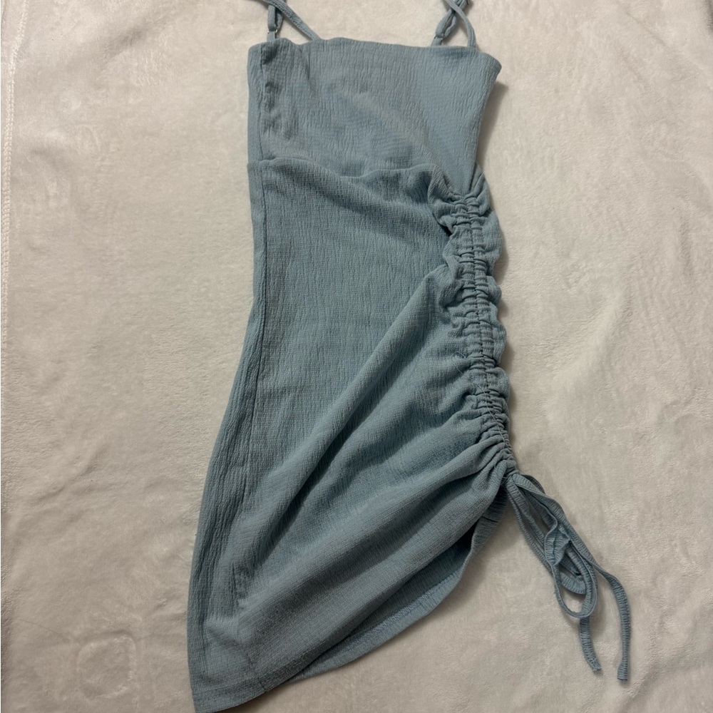 Ruched Blue Dress